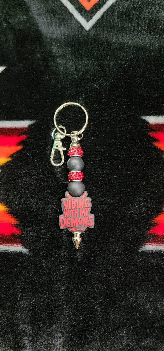 Demons Beaded Keychain: Vibing With My Demons Handmade Charm Accessory Unique Gift for Friends & Collectors
