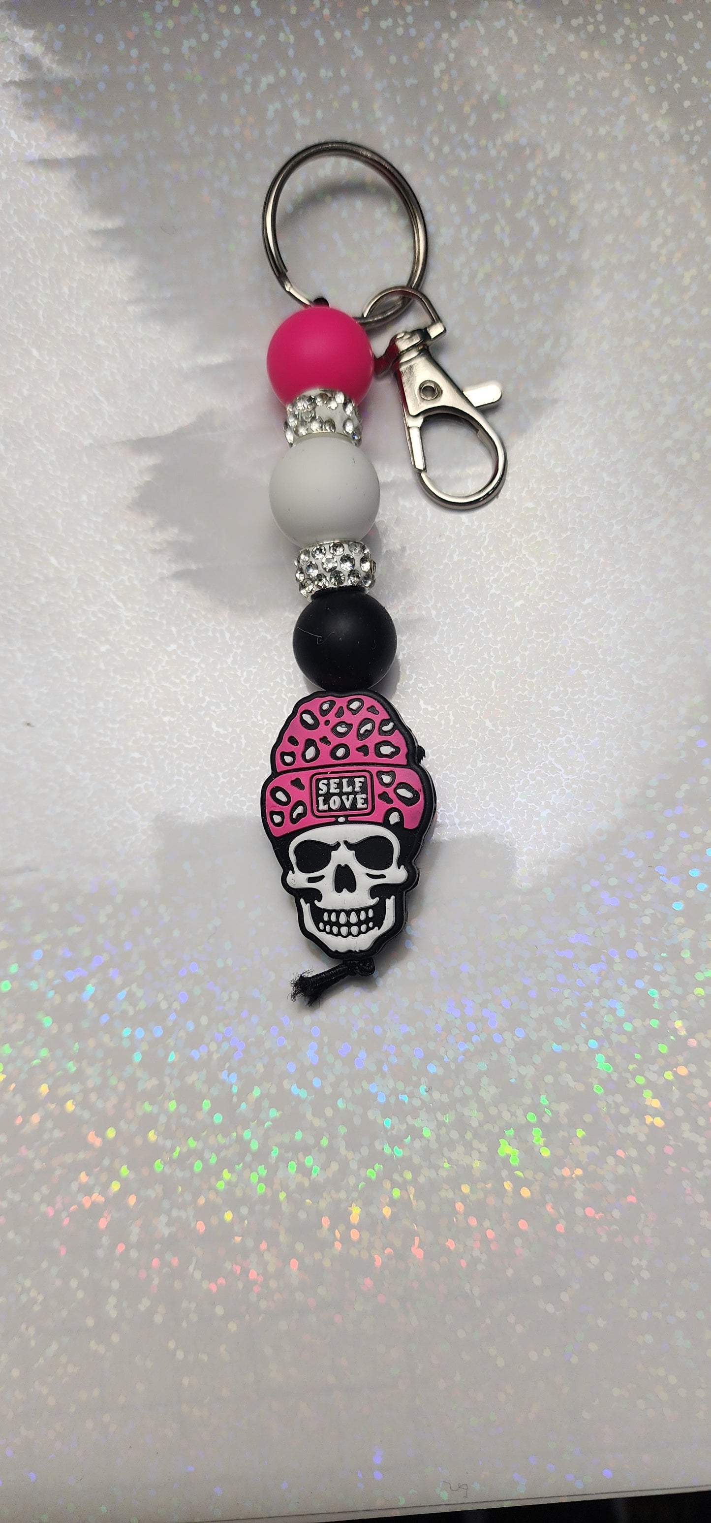 Handmade Self Love Skull Keychain – Edgy Empowerment Accessory - Hempin' Mayhem