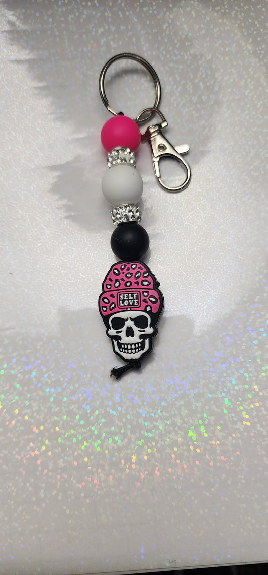 Handmade Self Love Skull Keychain – Edgy Empowerment Accessory - Hempin' Mayhem