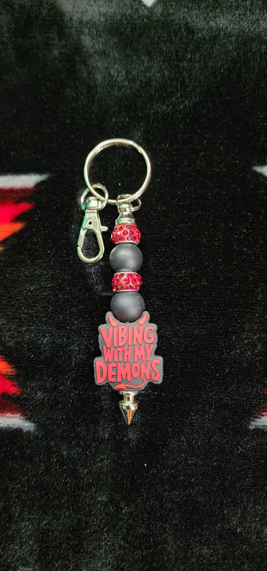 Demons Beaded Keychain: Vibing With My Demons Handmade Charm Accessory Unique Gift for Friends & Collectors