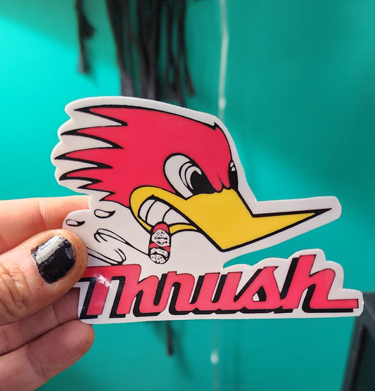 Thrush Exhaust Sticker 4 x 3 | Car Decal Vinyl | Racing Muffler Logo | Automotive Sticker for Cars, Trucks, Bikes | Durable Weatherproof 3-Inch Sticker