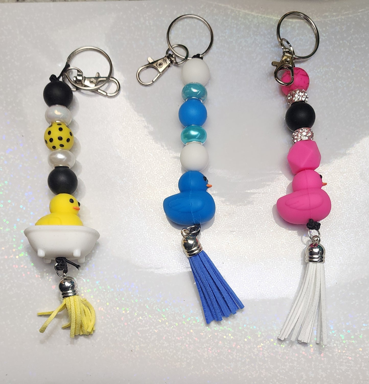 Handmade Rubber Ducky Keychain – Cute Bath Time Charm, Fun Sassy Bag Accessory, Gift for Kids & Adults