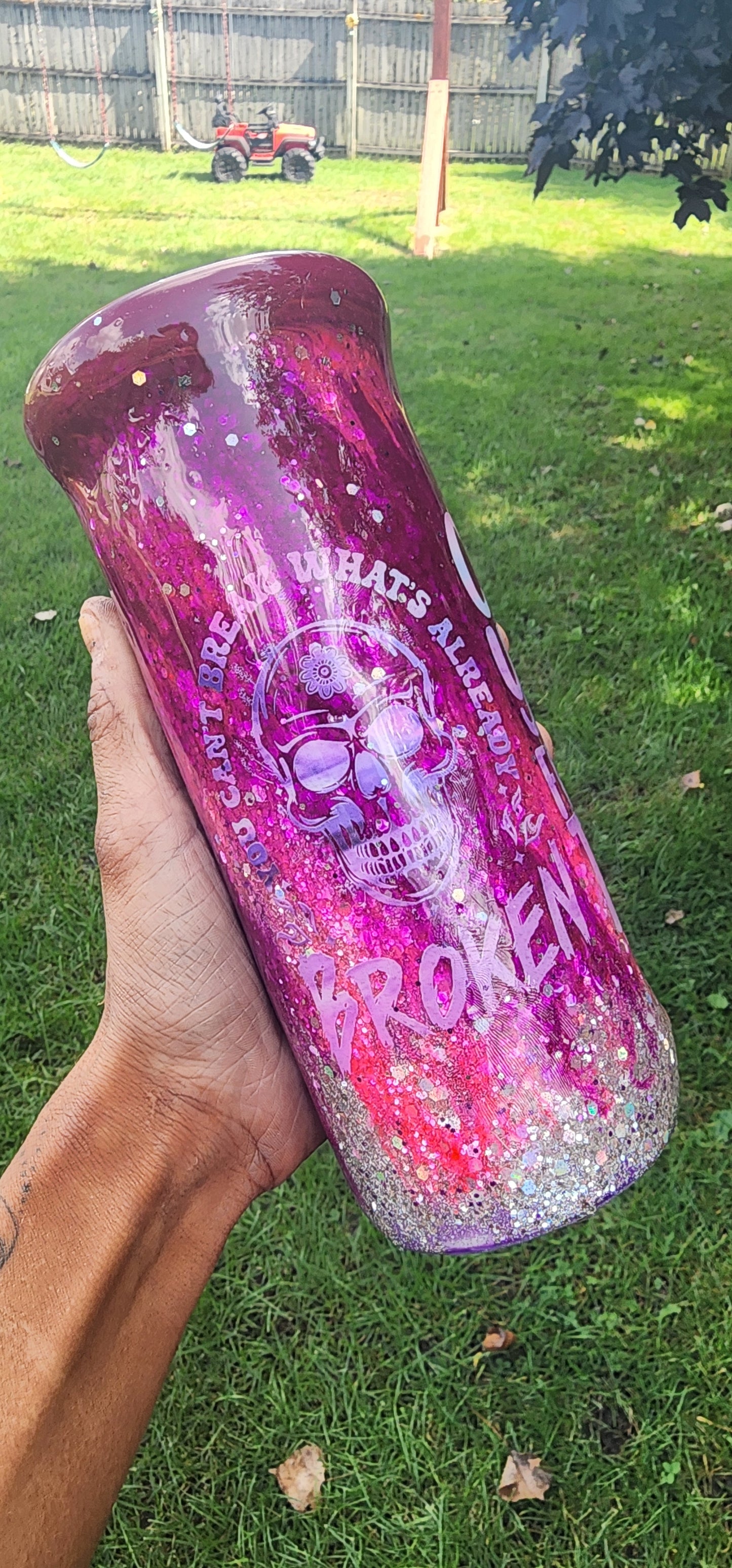 💖 Calm Your Fucking Tits | Pink Epoxy Swirl Tumbler | 20oz/30oz Stainless Steel Glitter Cup | You Can't Break What's Already Broken