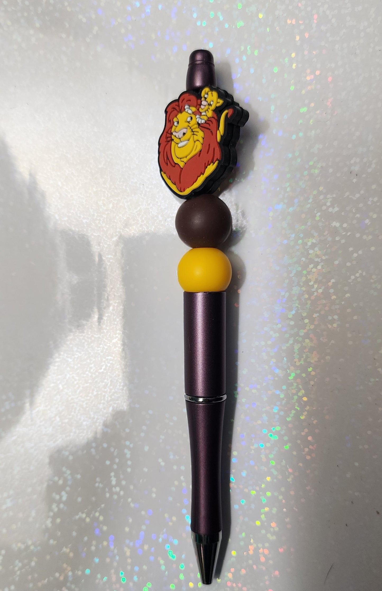 Lion King Simba Beaded Pen - Handmade Decorative Writing Gift, Unique Collectible Accessories for Fans & Kids, Vibrant Character Design