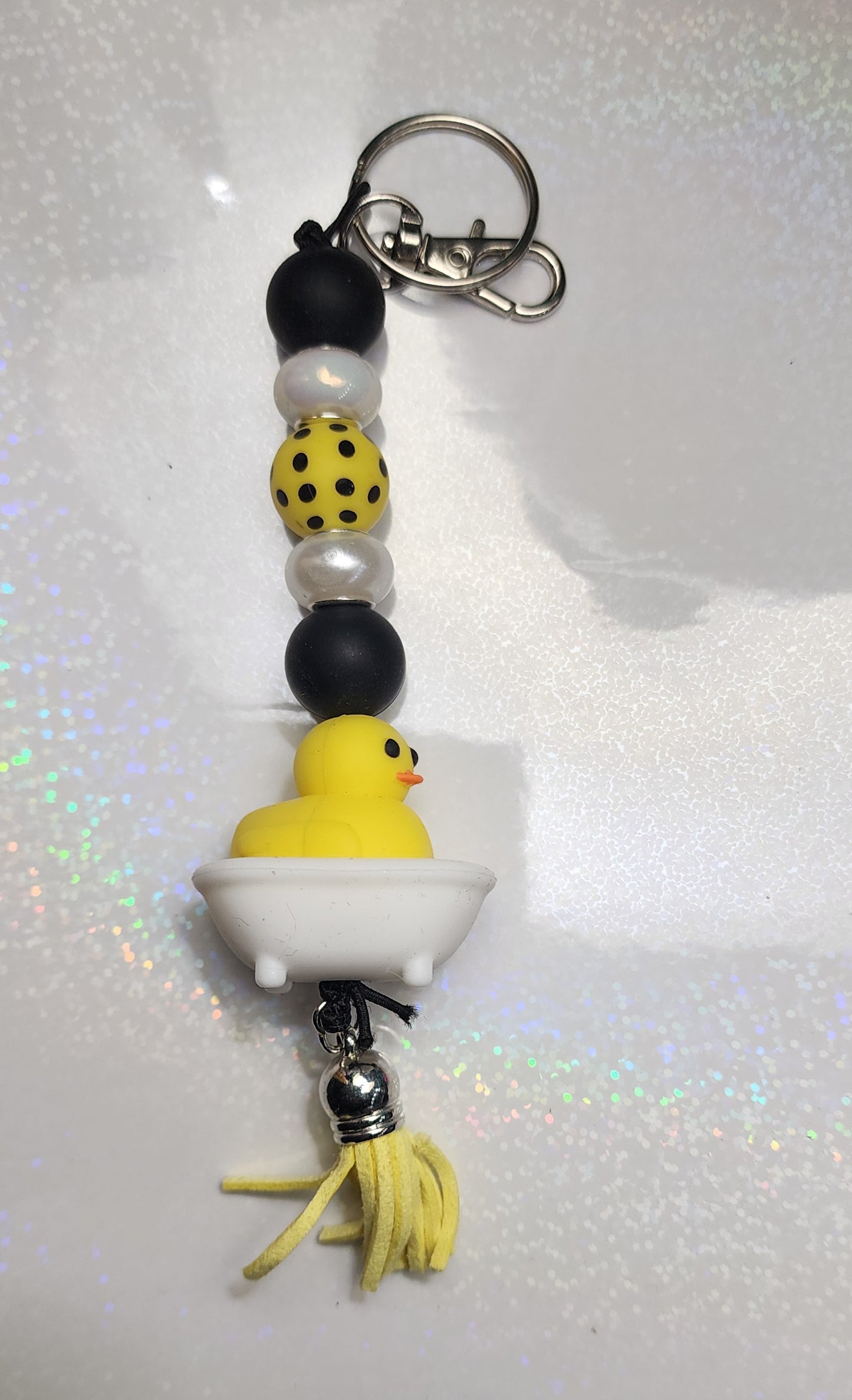 Handmade Rubber Ducky Keychain – Cute Bath Time Charm, Fun Sassy Bag Accessory, Gift for Kids & Adults