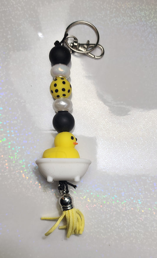 Handmade Rubber Ducky Keychain – Cute Bath Time Charm, Fun Sassy Bag Accessory, Gift for Kids & Adults