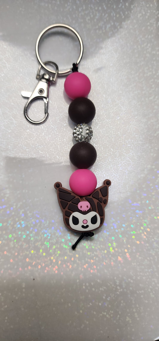 Handmade Hello Kitty Keychain – Pink & Brown Beaded Charm, Cute Cat Keyring, Kawaii Bag Accessory, Gift for Hello Kitty Fans