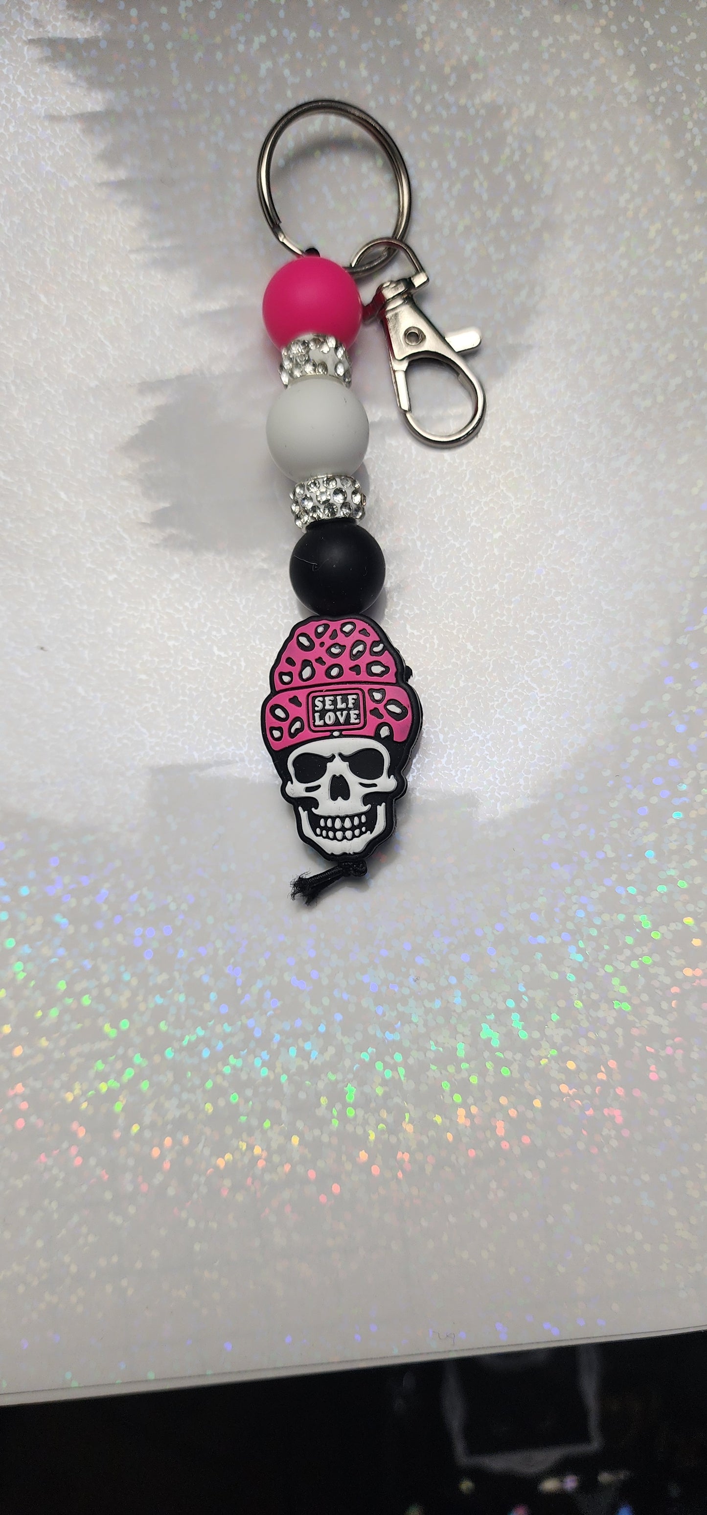 Handmade Self Love Skull Keychain – Edgy Empowerment Accessory - Hempin' Mayhem