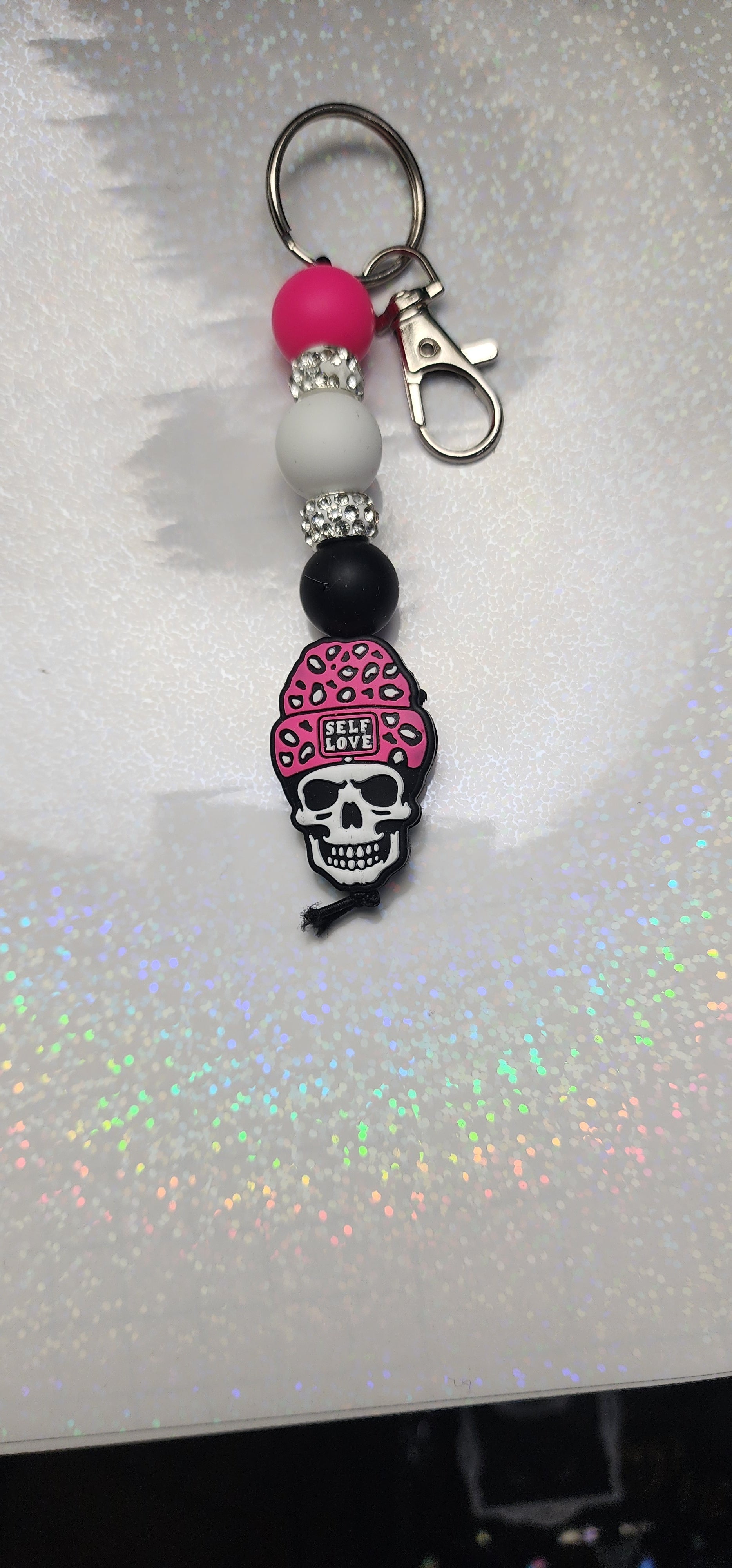 Handmade Self Love Skull Keychain – Edgy Empowerment Accessory - Hempin' Mayhem